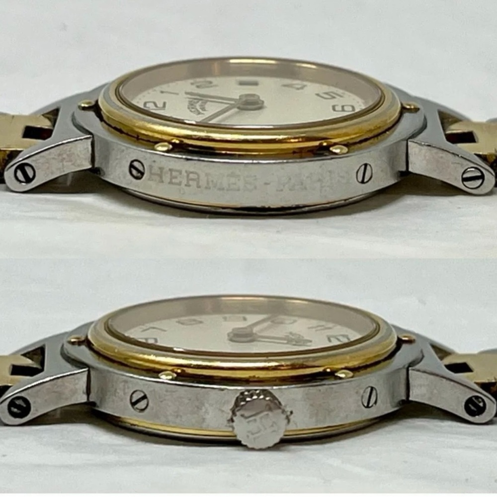 Hermès Two-Tone Silver and Gold H-Link Watch Bracelet - Picture 2 of 6